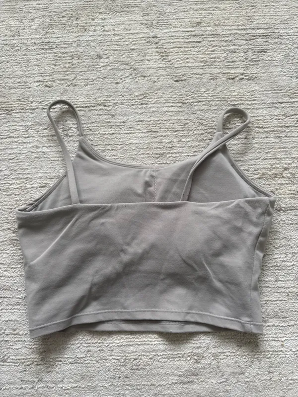 Women's Slim Cropped Camisole Tank Top in Taupe with Built in Bra (Size Small) - Image 4