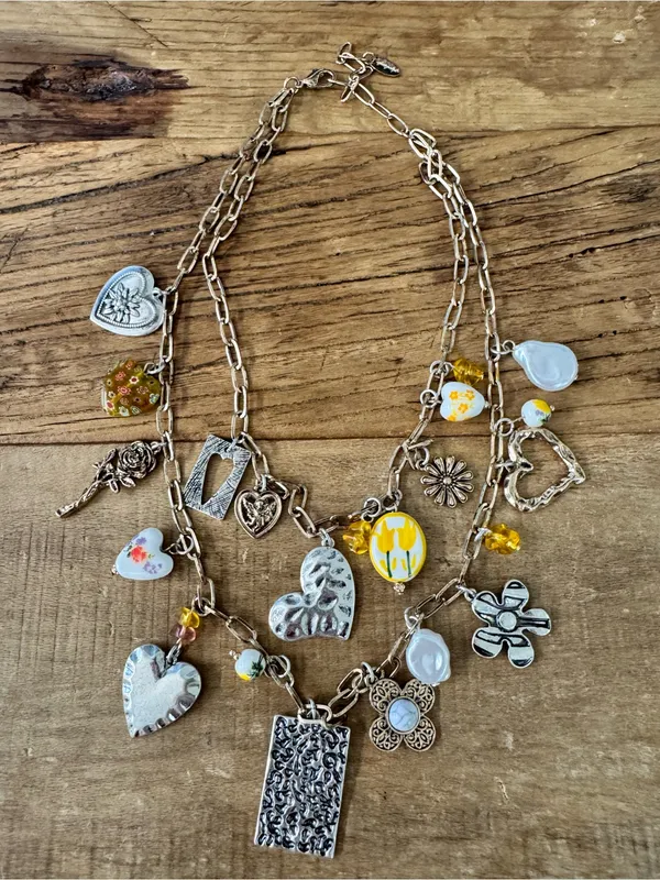HTF Free People Maxamillion Charm Necklace Gold Silver Yellow ~ SOLD OUT! - Image 8