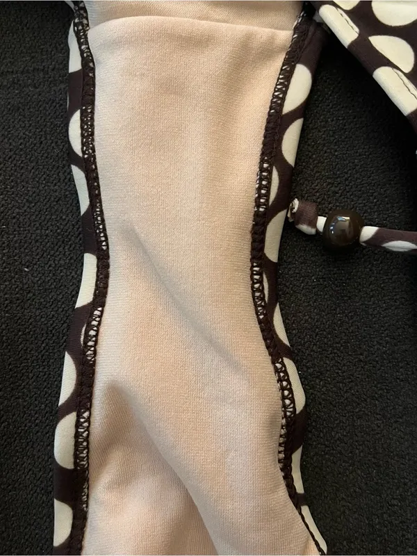 Xhilaration Y2K Brown & White Polka Dot Bikini Size Large Bottom Extra Large Top - Image 6