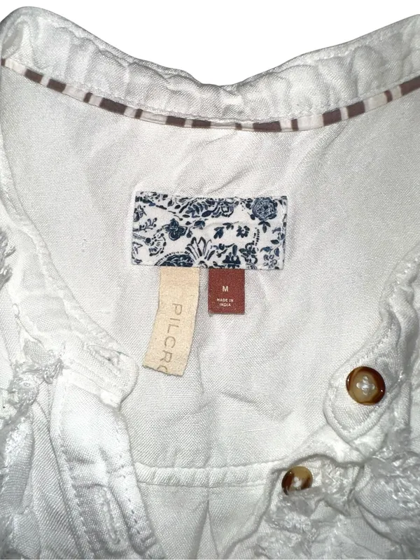 Anthropologie Pilcro Ruffled Placket Button Down Long Sleeve Shirt MEDIUM - Image 5