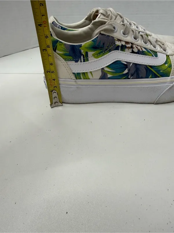 Vans Low Top Canvas Sneakers - White with Green Blue Floral size 6.5 - Image 8