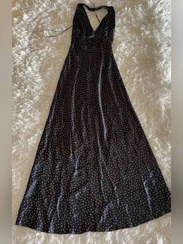 NEW Reformation Daniela Silk Selene Polka Dots Halter Maxi Sz 6 - Image 9