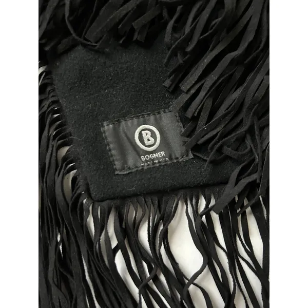 Bogner Scarf Neck Warmer Suede Black Eagle Rhinestone Fringe Western OS - Image 6