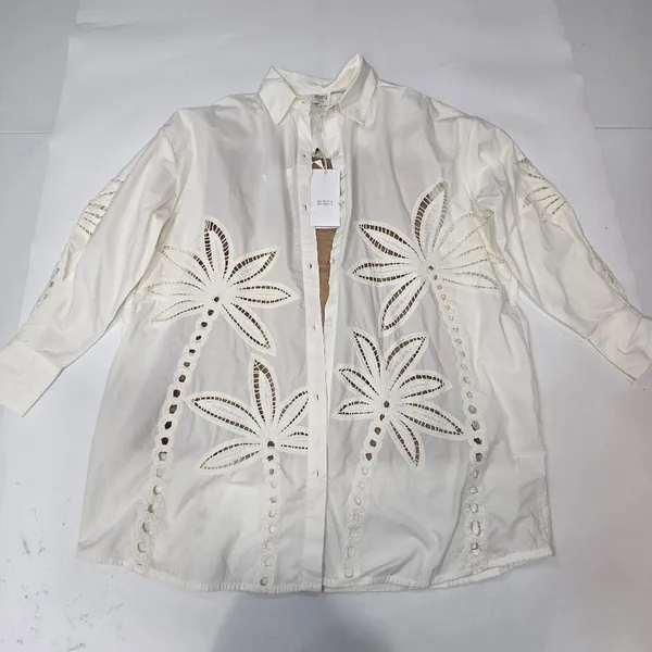 HEMANT AND NANDITA Lani Palm Mini Dress in White XS - Image 3