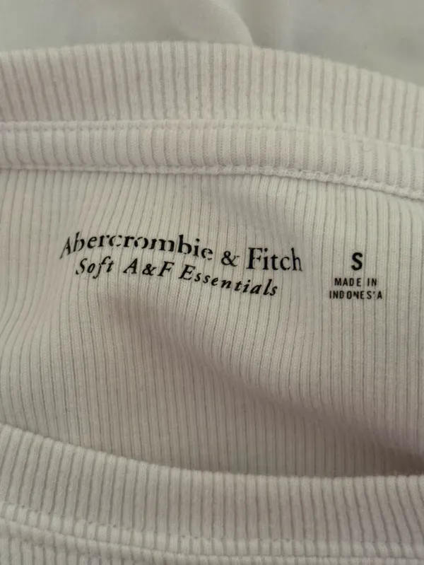 Abercrombie & Fitch Soft A&F Essentials Crewneck Ribbed Bodysuit in White - Image 4