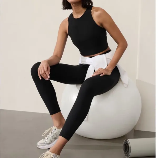 Athleta Black Conscious Crop Racerback Sports Bra Sz L - Image 6