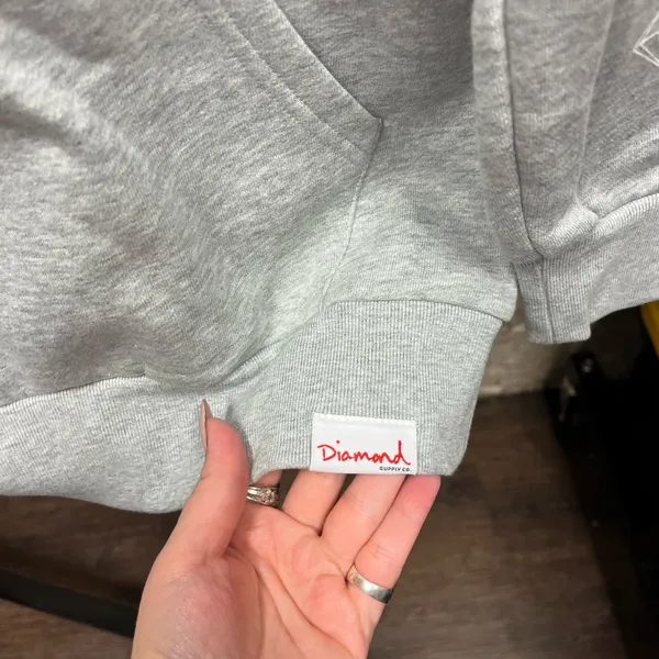 Diamond Skateboards Gray White Logo Pullover Fleece Hoodie Large L NWT Skater - Image 6