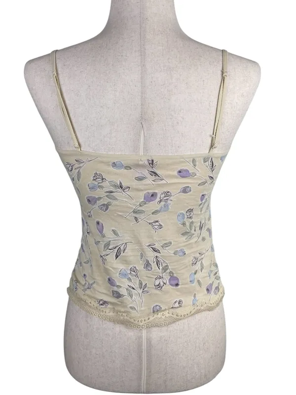 Vintage Y2K Victoria's Secret Lace Trim Floral Cami Tank Top Size Medium Fairy - Image 2
