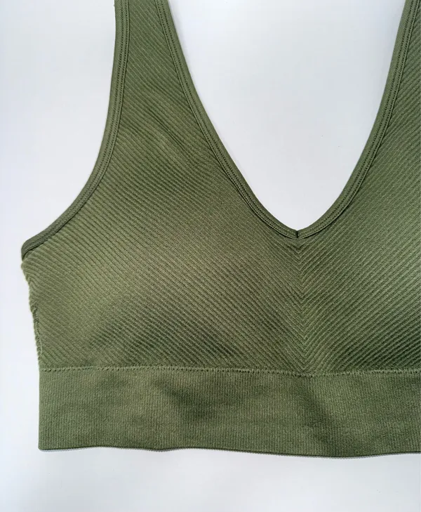 Maurices True Stretch Directional Ribbed Bralette Olive Green - Image 3