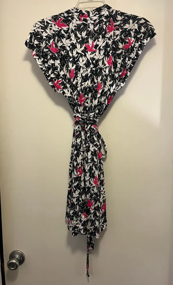 French Connection Waist Tie Dove Patterned Mini Dress - Size 4 - Image 3