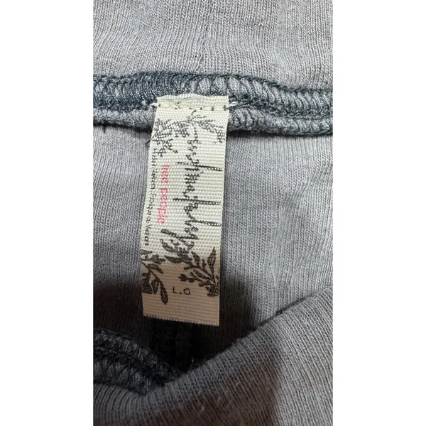 Free People Mock Neck Ribbed Long Sleeve‎ Top Blue Grey Womens Large - Image 3
