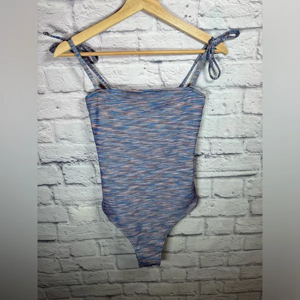 Aerie Blue‎ Space Dye Pique One Piece Cheeky Swimsuit size small - Image 3