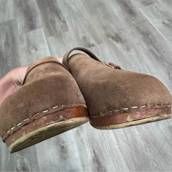 Anthropologie Suede Clog Shoes 36 Tan Brown Fall Autumn - Image 9