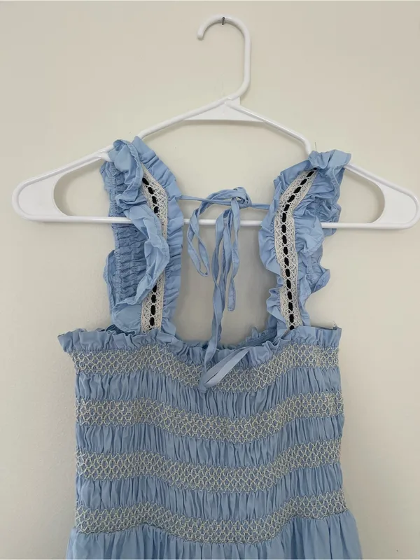 Light Blue Smocked Maxi Dress - Image 4