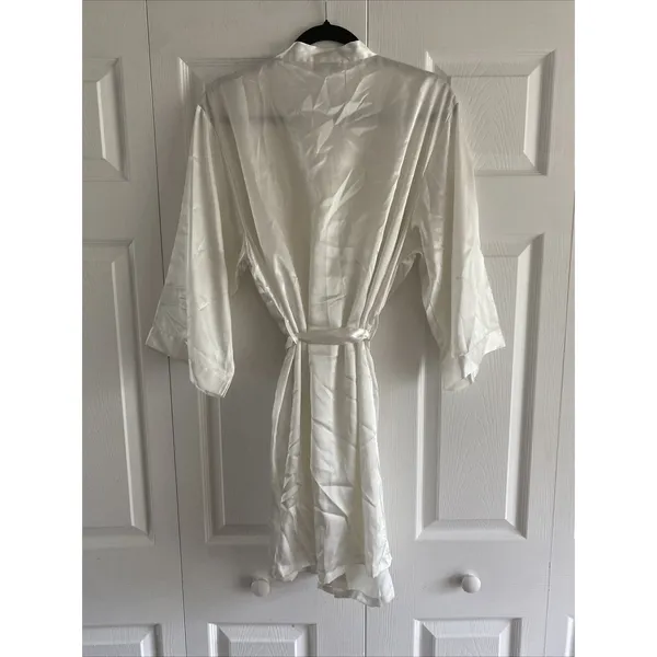 Nine & Company Satin Kimono Robe ‎ Size XL Ivory White Bridal Loungewear Silky - Image 5