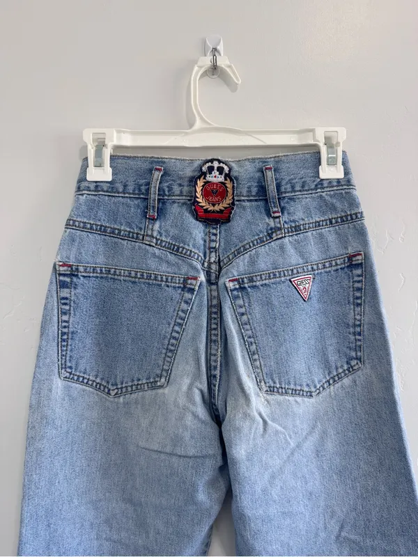 Vintage 80s Guess by Georges Marciano High Waist Mom Jeans Rare Crest Patch 24 - Image 5