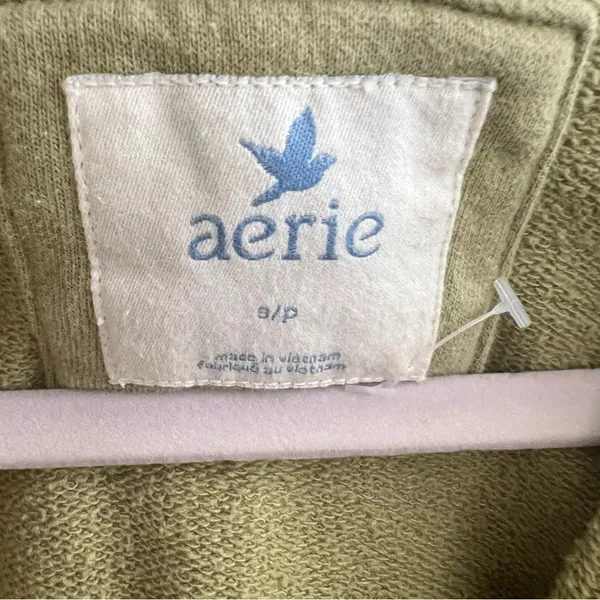 NEW Aerie bird Cropped Hoodie sweatshirt olive Green SMALL - Image 8