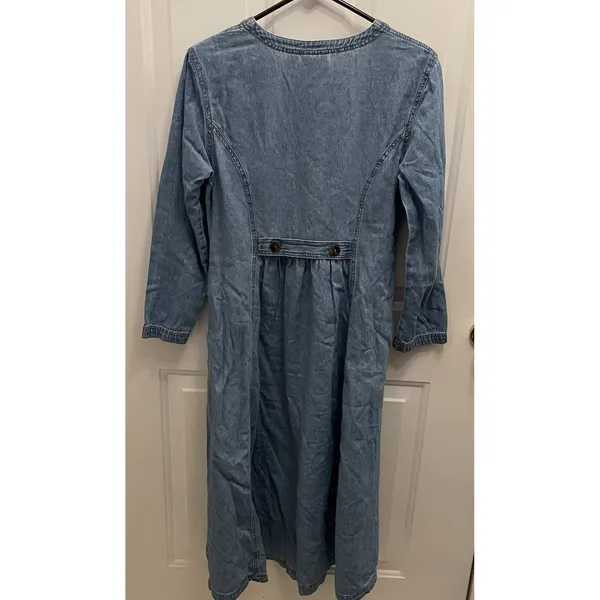 Coldwater Creek Chambray Denim‎ Maxi Dress Size S Y2K Western Modest Prairie - Image 7