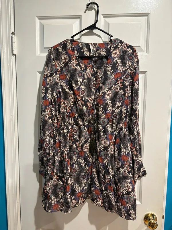 Free People Stealing Fire floral mini dress sz L boho whimsigoth - Image 2