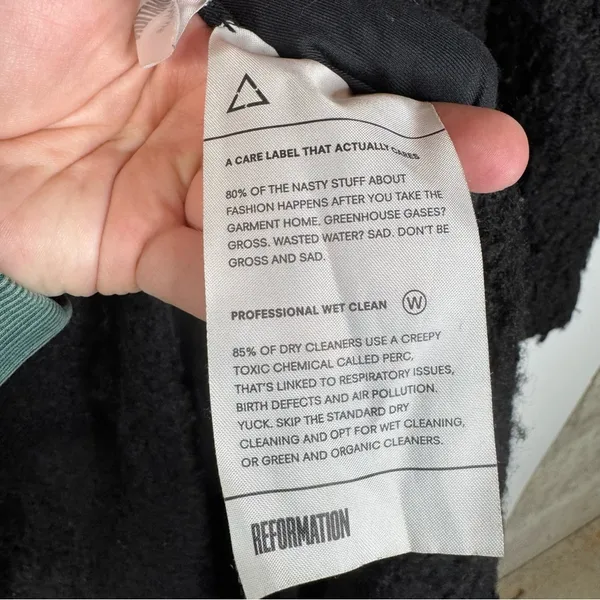 Reformation Black Fuzzy Long‎ Coat Size Small - Image 7