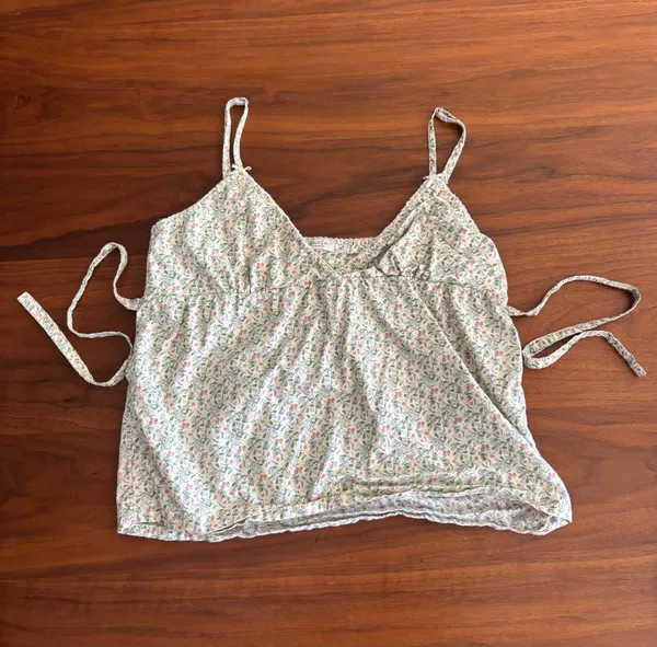 John Galt Olive Floral Edith Linen Tank Top - Image 2