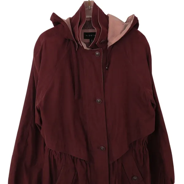 Braetan Maroon Purple Suede Hooded Trench Coat Jacket Small - Image 4