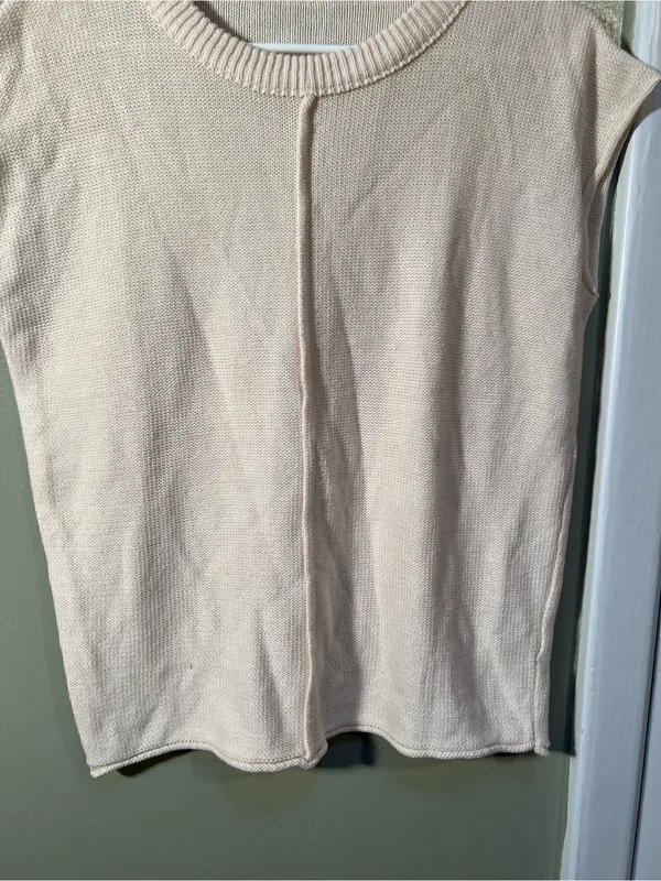 Women’s Size Medium Cap Sleeve Sweater Vest Crewneck Apricot Cream Orange RC6487 - Image 5