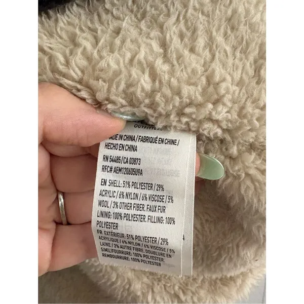American Eagle Plaid Shacket Faux Fur Sherpa Lined Button Down Medium Jacket - Image 11