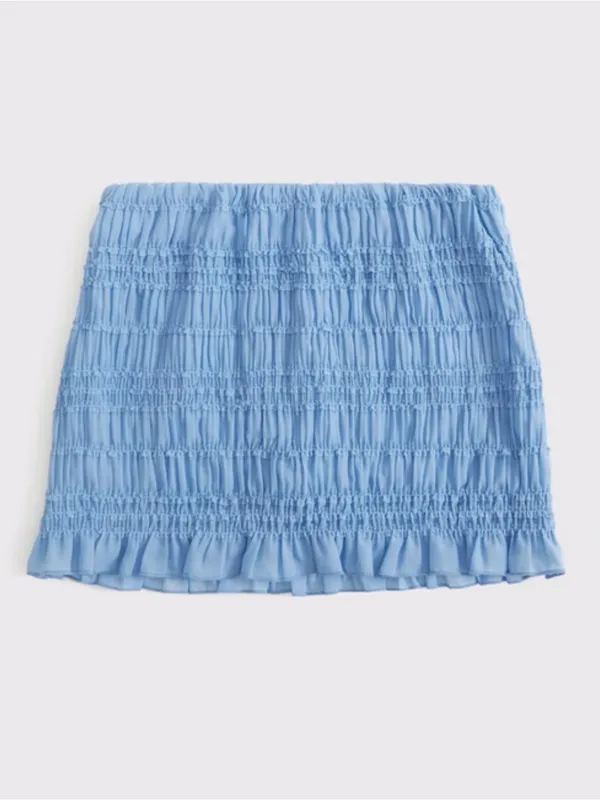 NWT Abercrombie Cloudy Blue Sheer Ruched Mini Skort XS Smocked Coquette Y2K - Image 2
