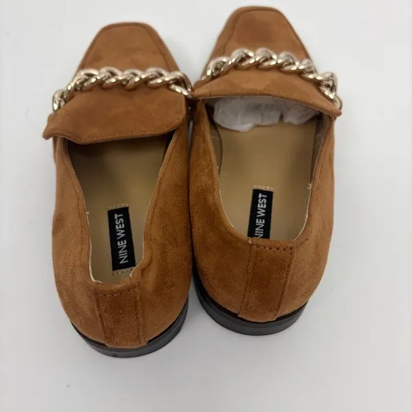 Nine West Oriah Loafer Women's Size 7M Chestnut Square Toe Slip On Chain Career - Image 4