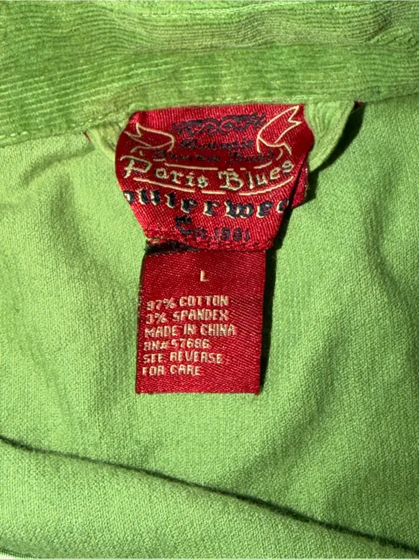 Paris Blues Lime Green Corduroy Fitted Utility Blazer Jacket Y2K L - Image 7