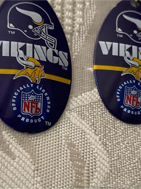 Minnesota Vikings Logo Oval Dangle Earrings 1.5”H NFL Football Purple Yellow New - Image 4