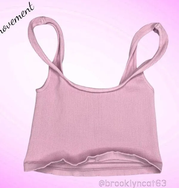 Free People HAPPINESS RUNS SQUARE NECK CROP TOP TANK PINK M L - Image 9