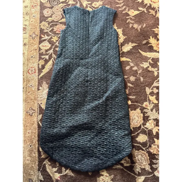 Black Quilted High Low Sleeveless Dress Geometric Textured Evening Gown - Image 3