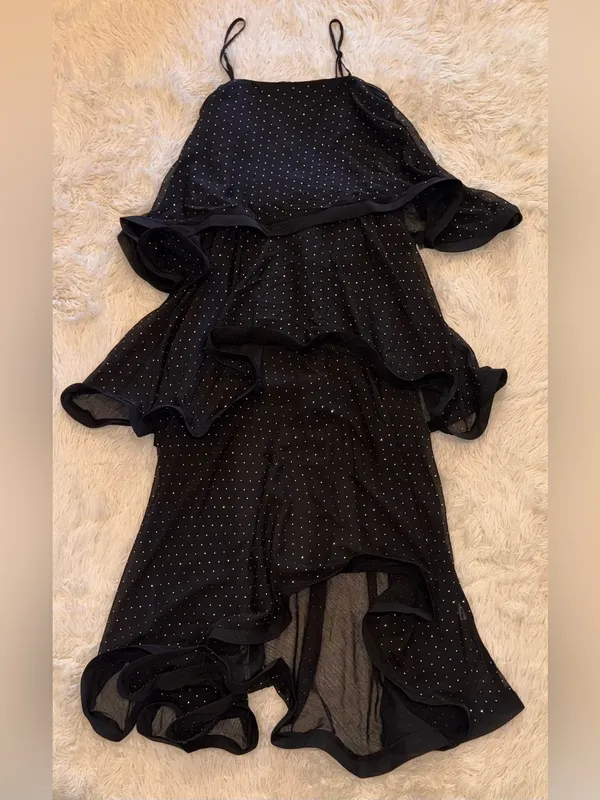 NEW Elliatt Moss Tiered Embellished Gown Black Cocktail Sz L - Image 6
