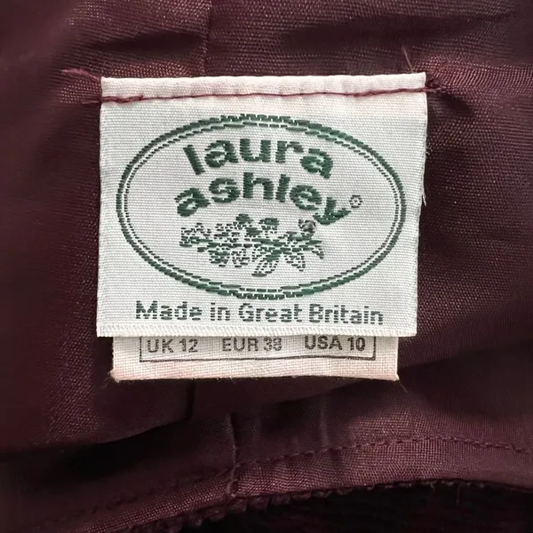 Laura Ashley Vintage Corduroy Midi Skirt Plum Burgundy A Line UK 12 US 10 - Image 7