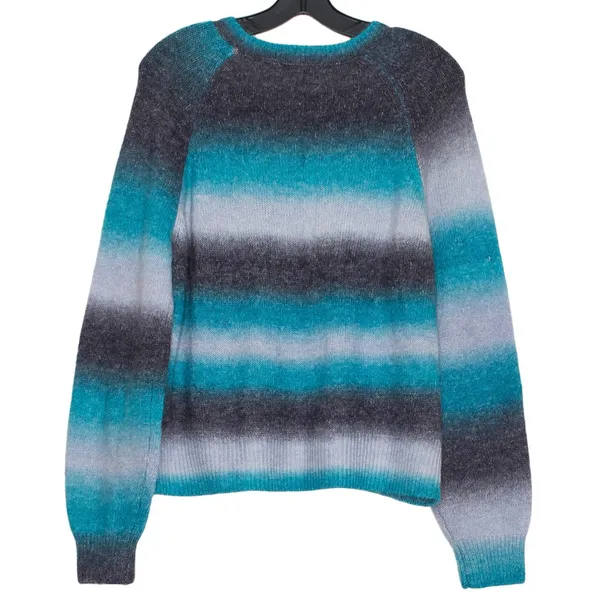 NWT BB Dakota Sweater Wool Boho Cozy Casual Fuzzy Casual Ombre‎ Stripe Blue XXL - Image 3