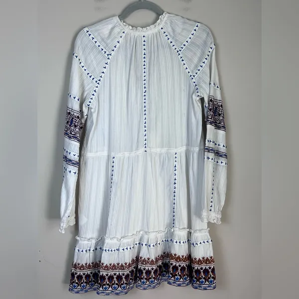 Veronica Beard Embroidered Mini Bobo Dress Gauze Cotton Sz Small‎ - Image 7