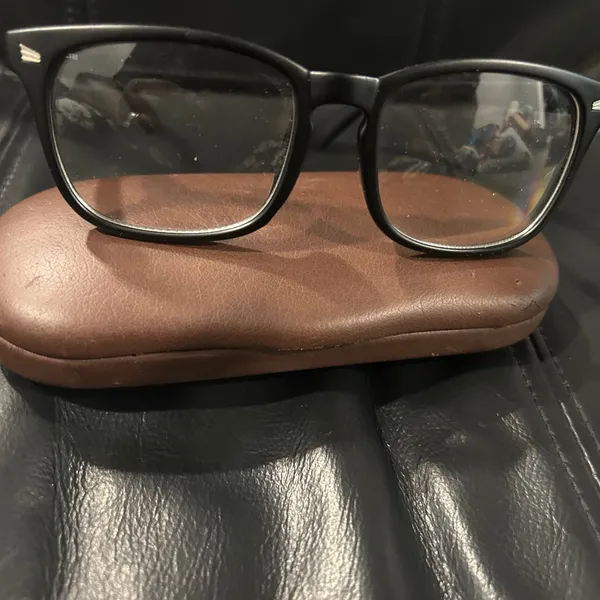 Black Square Glasses with Brown Case. Clear lens ready to wear. - Image 7