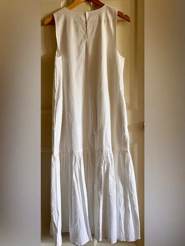 The Drop IIana 100% Cotton White‎ Midi/Maxi Wide Hem Poplin Dress Feminine MED - Image 9