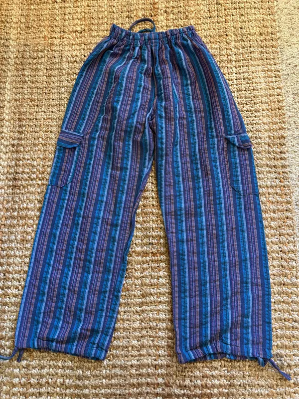 Striped Boho Pants Blue Size L - Image 2