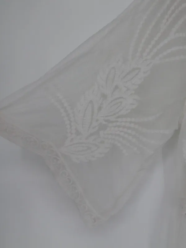 Cupshe Ivory Floral Lace Boho Kimono Maxi Swim Cover Up Long Sheer Mesh Medium - Image 7