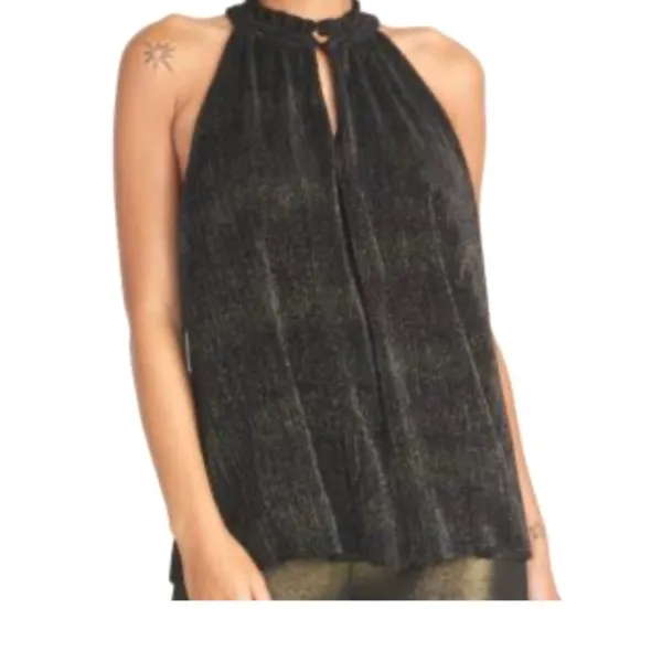 Rachel Roy small metallic shimmer pleated sleeveless keyhole top TS 3086 - Image 14