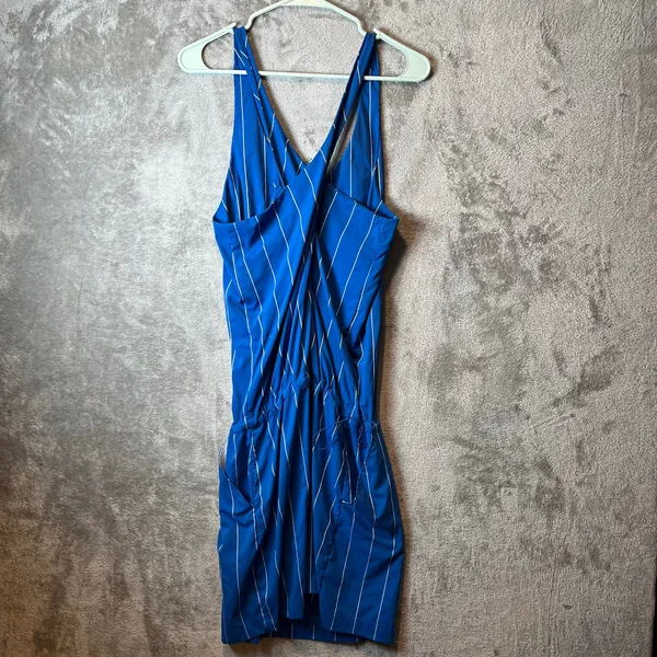 MARMOT Gretchen Sun Dress SPF 50 Size Large Blue Striped Hiking Gorpcore‎ - Image 3