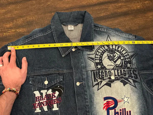 Negro League Baseball Museum Denim Blue Jean Jacket Mens 3XL XXXL Team Logo - Image 8