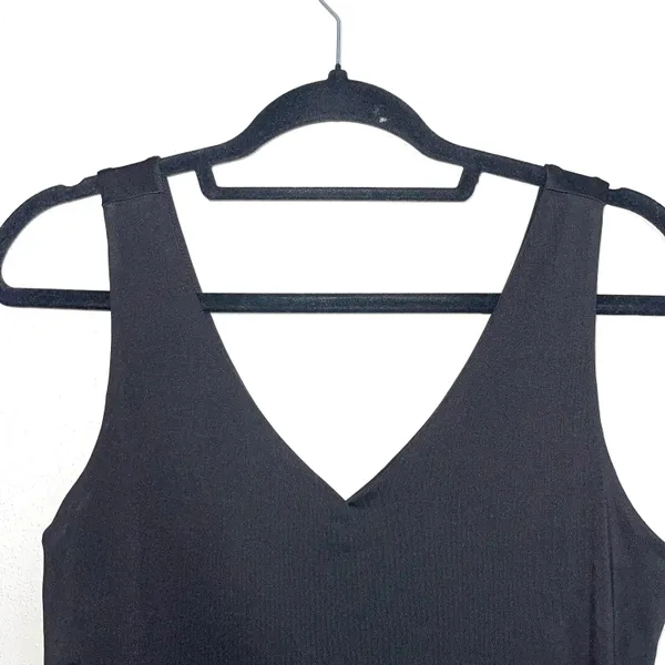 Maurices Edgely NWT Solid Black Double V Sleeveless Thong Bodysuit - Image 3