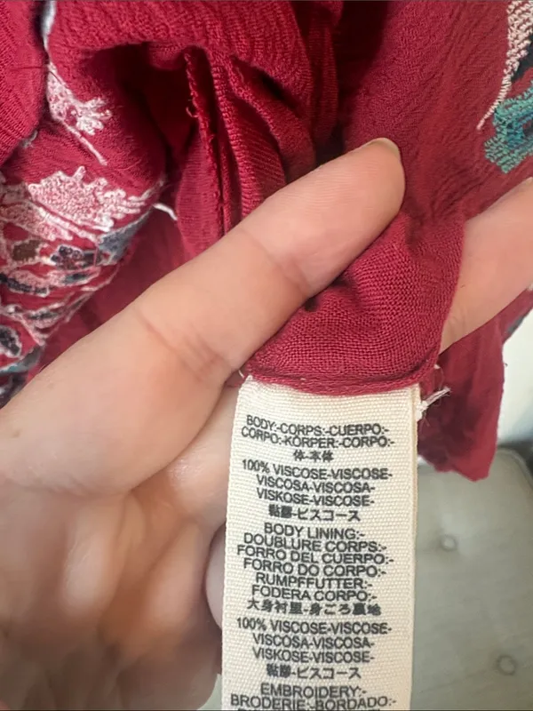 Free People Te Amo Embroidered Boho Mini Dress Red Ruby XS - Image 4