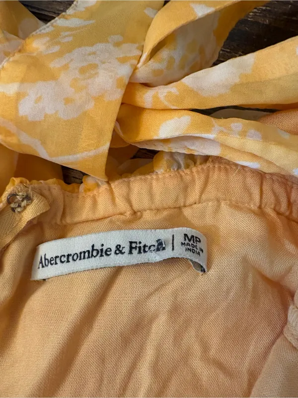 Abercrombie & Fitch Maxi Dress Womens MP Yellow Excellent Floral Ruffle Cutout - Image 7