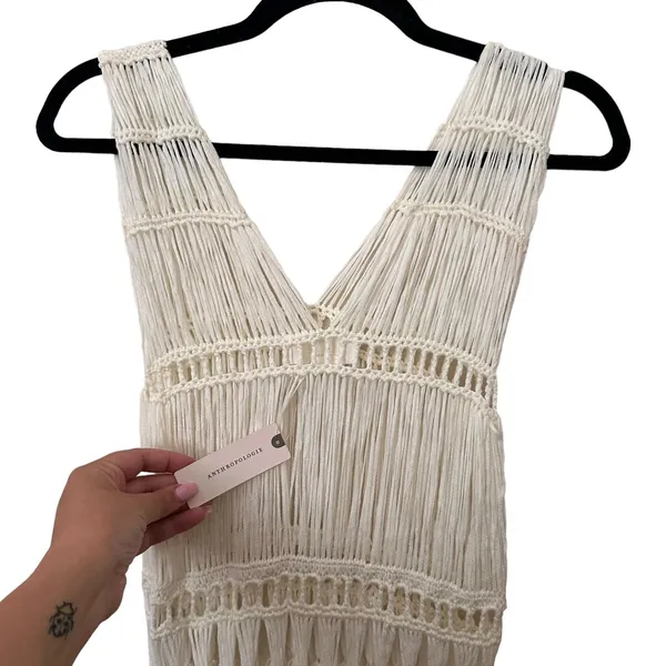 ANTHROPOLOGIE Crochet‎ Fringe Beaded Tunic NWT One Size - Image 5