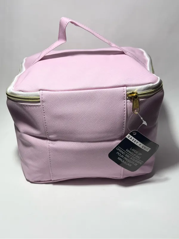 Sassy + Chic Large Pink Makeup Bag Travel Toiletry Organizer Case NWT 8x6x5 in - Image 7